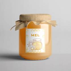 Autocolante retangular personalizado em frasco de mel